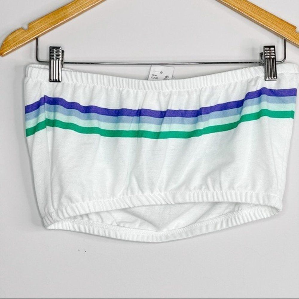 Me to We Pacsun White Striped Retro Bandeau Crop Top Tube Top - Picture 6 of 8
